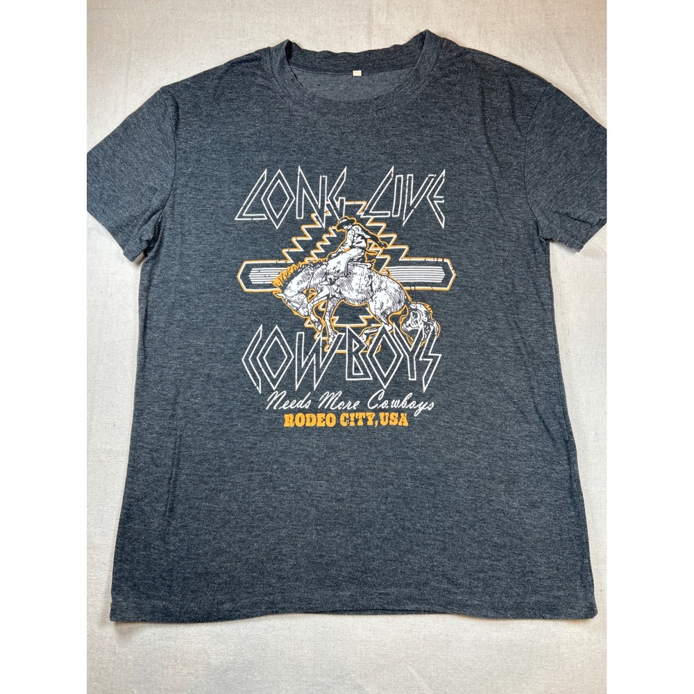 Long Live Cowboys Rodeo City USA Graphic Tee Charcoal Gray Heather Small